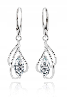 Strieborné visiace náušnice Silver Art 440A so 4,1 cm zirkónmi